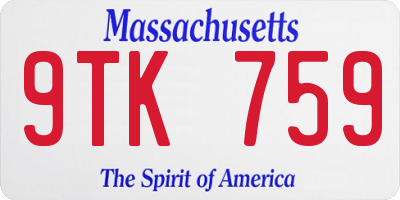 MA license plate 9TK759