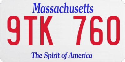 MA license plate 9TK760