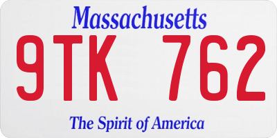 MA license plate 9TK762