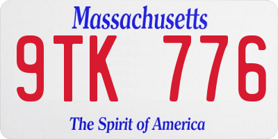MA license plate 9TK776