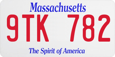 MA license plate 9TK782