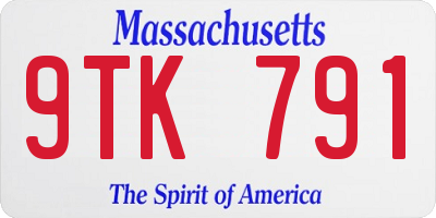 MA license plate 9TK791