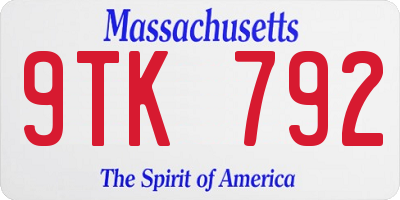 MA license plate 9TK792