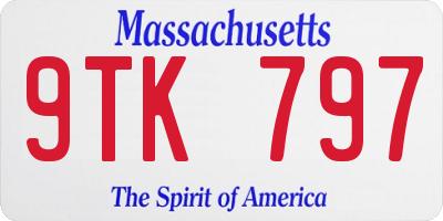MA license plate 9TK797