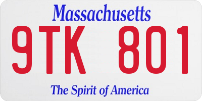 MA license plate 9TK801