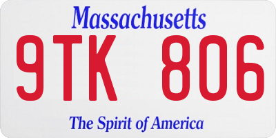 MA license plate 9TK806