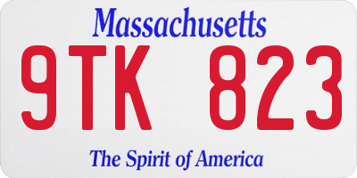 MA license plate 9TK823