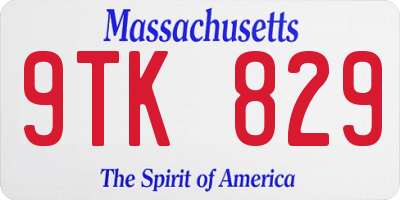 MA license plate 9TK829