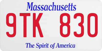 MA license plate 9TK830