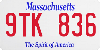 MA license plate 9TK836