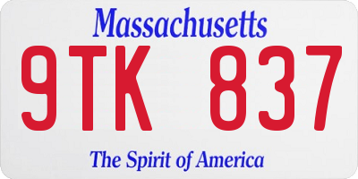 MA license plate 9TK837