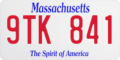 MA license plate 9TK841