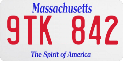 MA license plate 9TK842