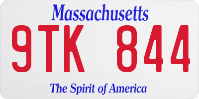 MA license plate 9TK844