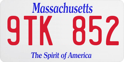 MA license plate 9TK852