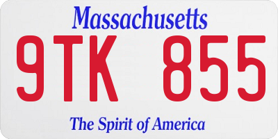 MA license plate 9TK855
