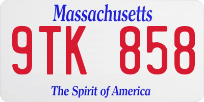 MA license plate 9TK858
