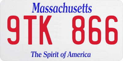 MA license plate 9TK866