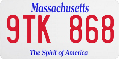 MA license plate 9TK868