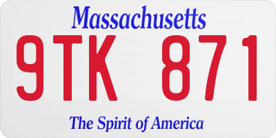 MA license plate 9TK871