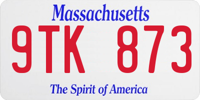 MA license plate 9TK873