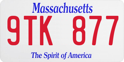 MA license plate 9TK877