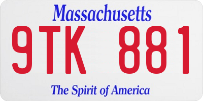 MA license plate 9TK881