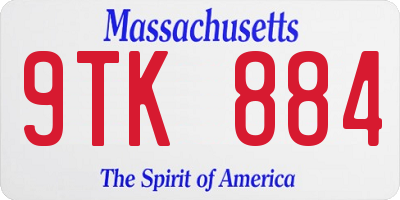 MA license plate 9TK884
