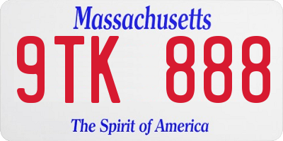 MA license plate 9TK888