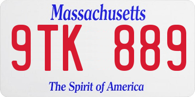MA license plate 9TK889