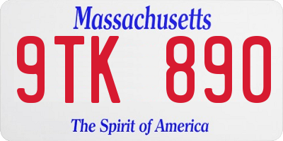 MA license plate 9TK890