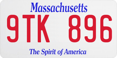 MA license plate 9TK896