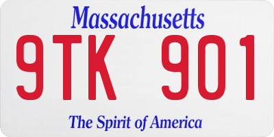 MA license plate 9TK901