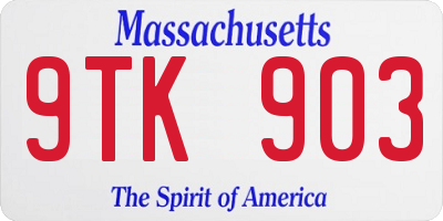 MA license plate 9TK903
