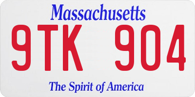MA license plate 9TK904