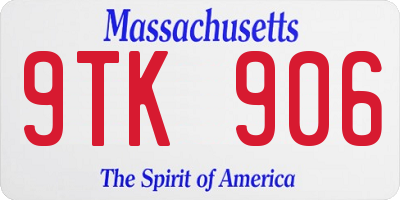 MA license plate 9TK906