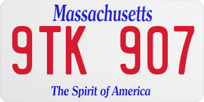 MA license plate 9TK907