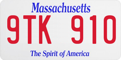 MA license plate 9TK910