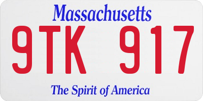 MA license plate 9TK917