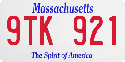 MA license plate 9TK921