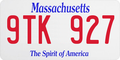 MA license plate 9TK927
