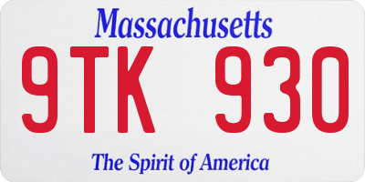 MA license plate 9TK930