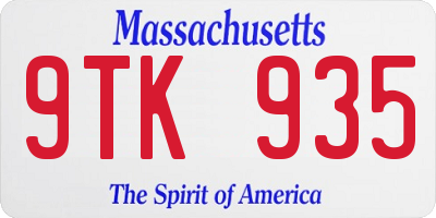 MA license plate 9TK935