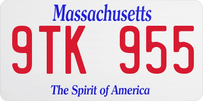 MA license plate 9TK955
