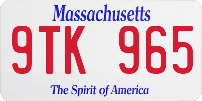 MA license plate 9TK965