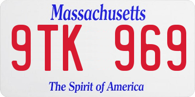 MA license plate 9TK969