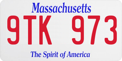 MA license plate 9TK973
