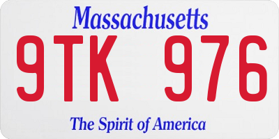 MA license plate 9TK976