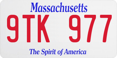 MA license plate 9TK977