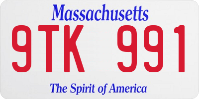 MA license plate 9TK991